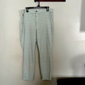 Plaid Dress Pants- Brand Hollister- Size XL (Stretchy)- Color light green/ white